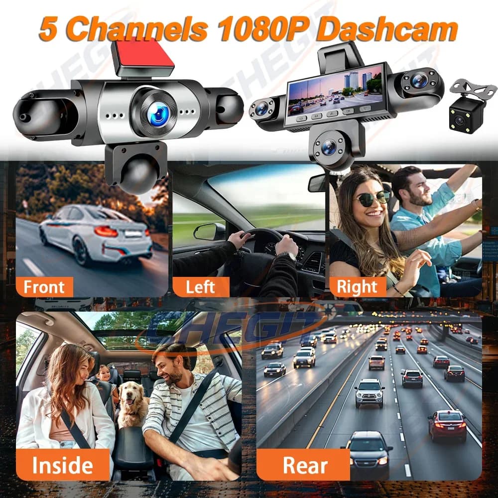 ترقية 4/5 قناة مسجل سيارة 360 درجة 1080P مسجل فيديو تطبيق واي فاي كاميرا سيارة مراقبة ركن 24 ساعة كاميرا رؤية خلفية مسجل سيارة - 3