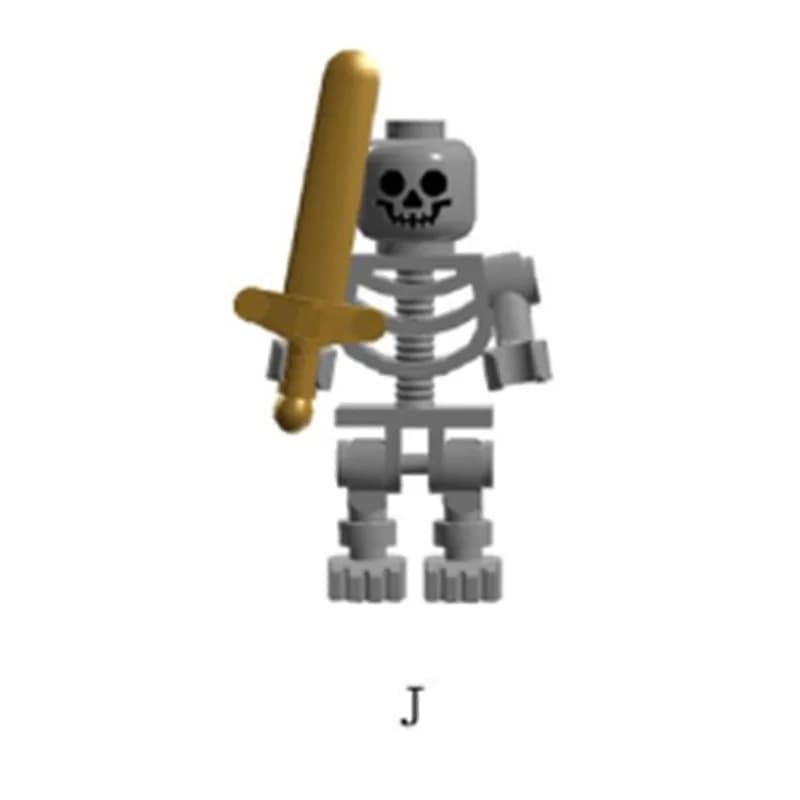 MOC العصور الوسطى الهيكل العظمي العسكري فيلق سلسلة جنود الجيش مكعبات بناء الأسلحة الرمح السيف إكسسوارات الطوب ألعاب الأطفال هدية - 4