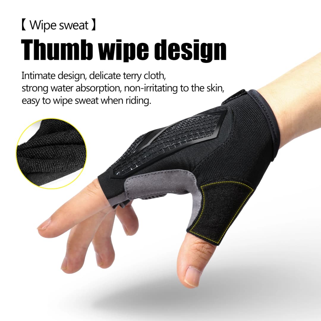 Summer Half-Finger MTB Cycling Gloves Black Liquid Silicone Shock-Absorbing Breathable Wear-resistant Sports Bike Fitness Gloves - 4