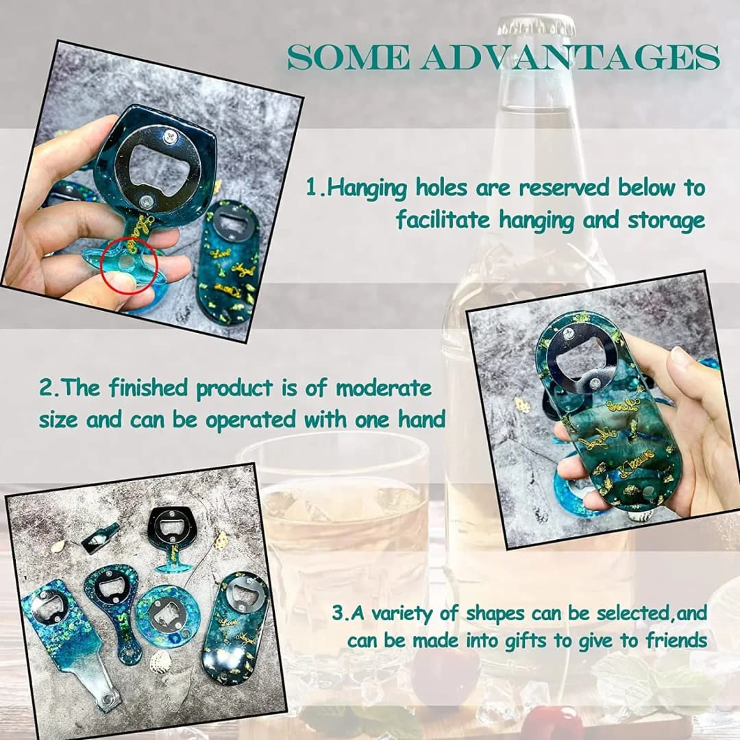 مجموعة قوالب سيليكون لفتاحة الزجاجات والبيرة، لصب مجوهرات الراتنج والإيبوكسي يدويًا - 4