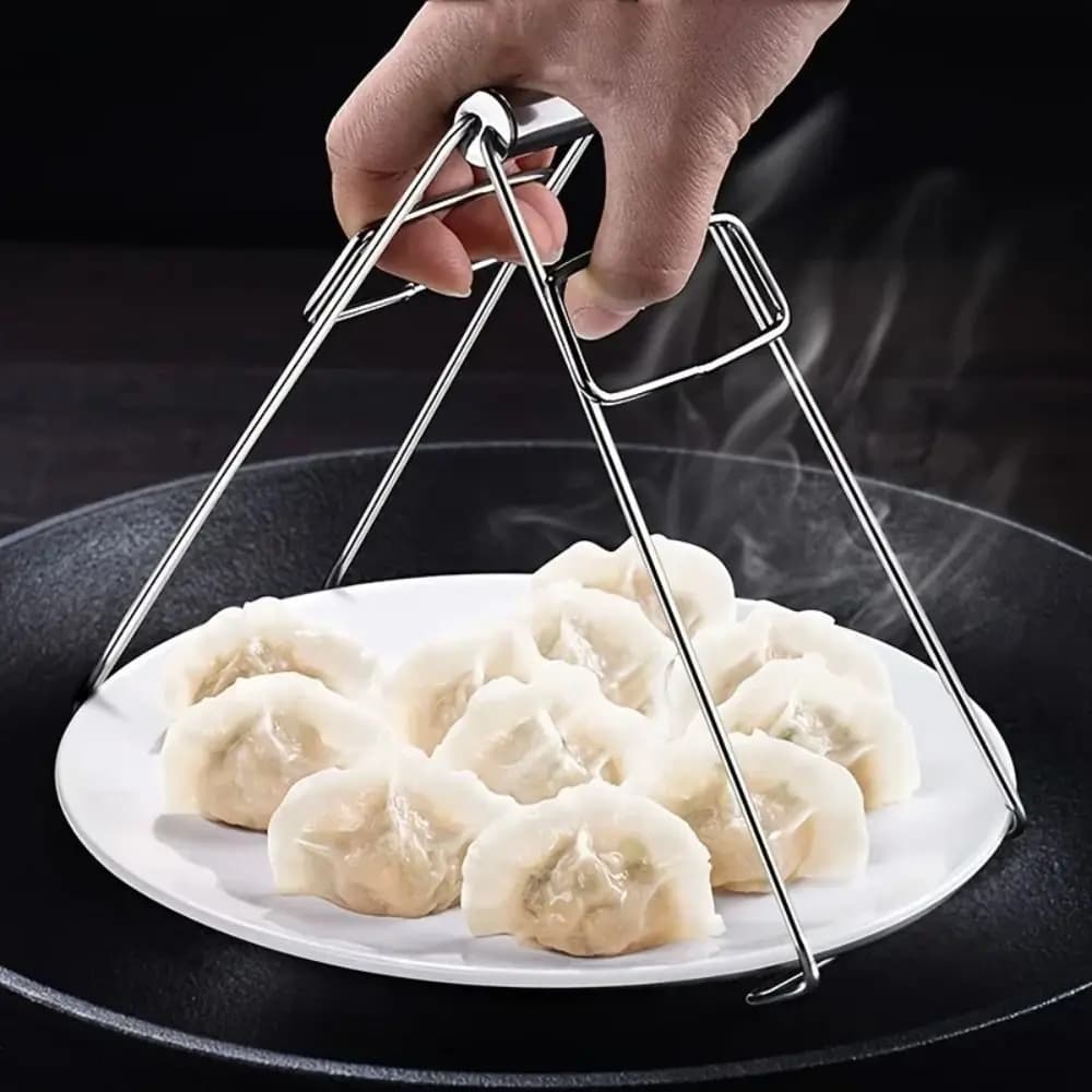 مشبك طبق ساخن قابل للطي من الفولاذ المقاوم للصدأ، أدوات مطبخ - 4