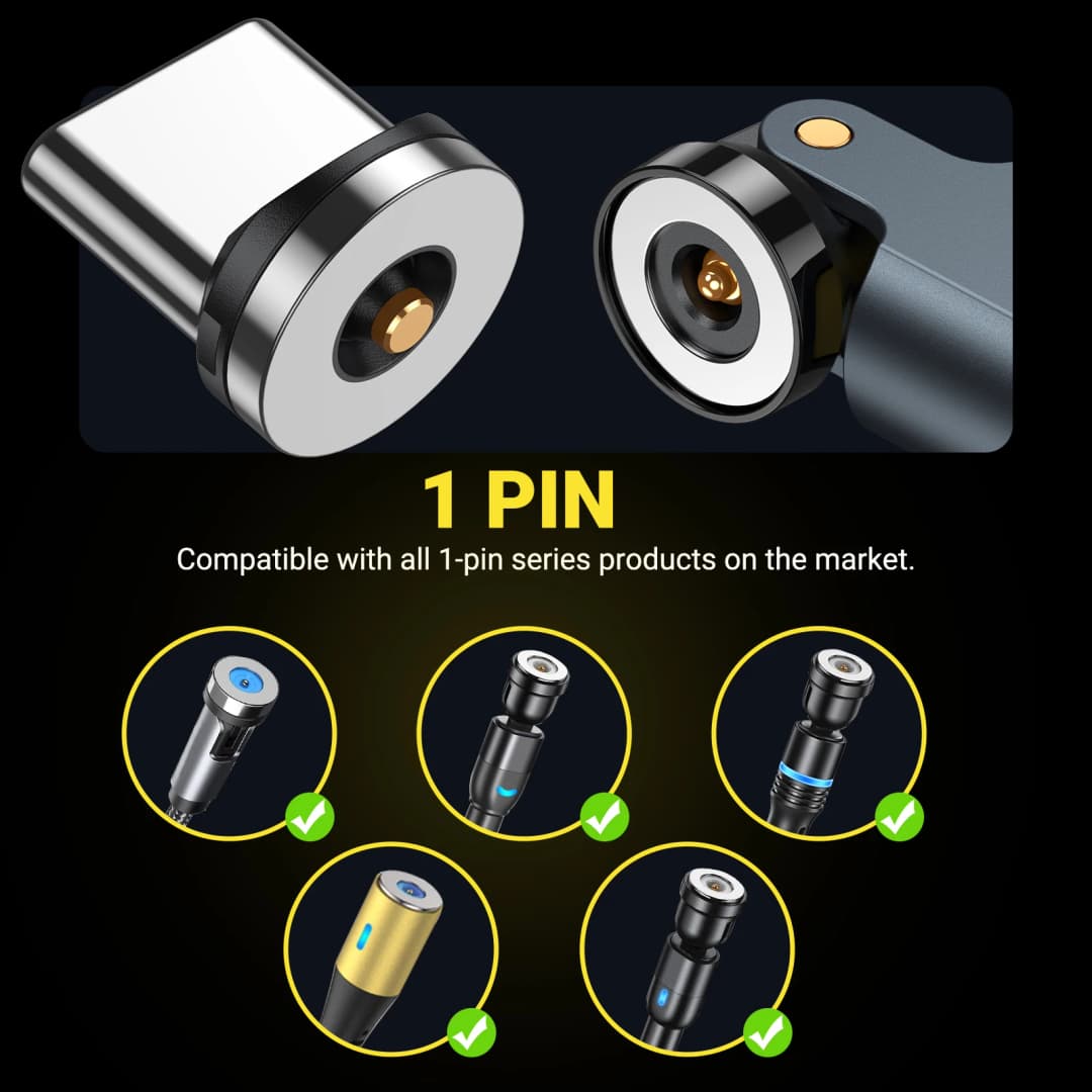 محول مغناطيسي دوار 540 درجة من AUFU - كابل شحن USB إلى Type-C محول USB C أنثى للهواتف المحمولة ايفون - 2