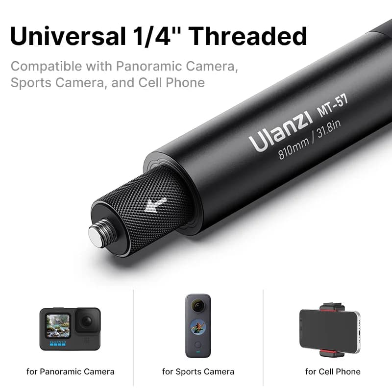 Ulanzi MT-57 MT-58 Insta360 80/120CM Extendable Invisible Selfie Stick Pole Universal Rod for For GoPro Insta360 X4 X3 X2 GO 2 - 4