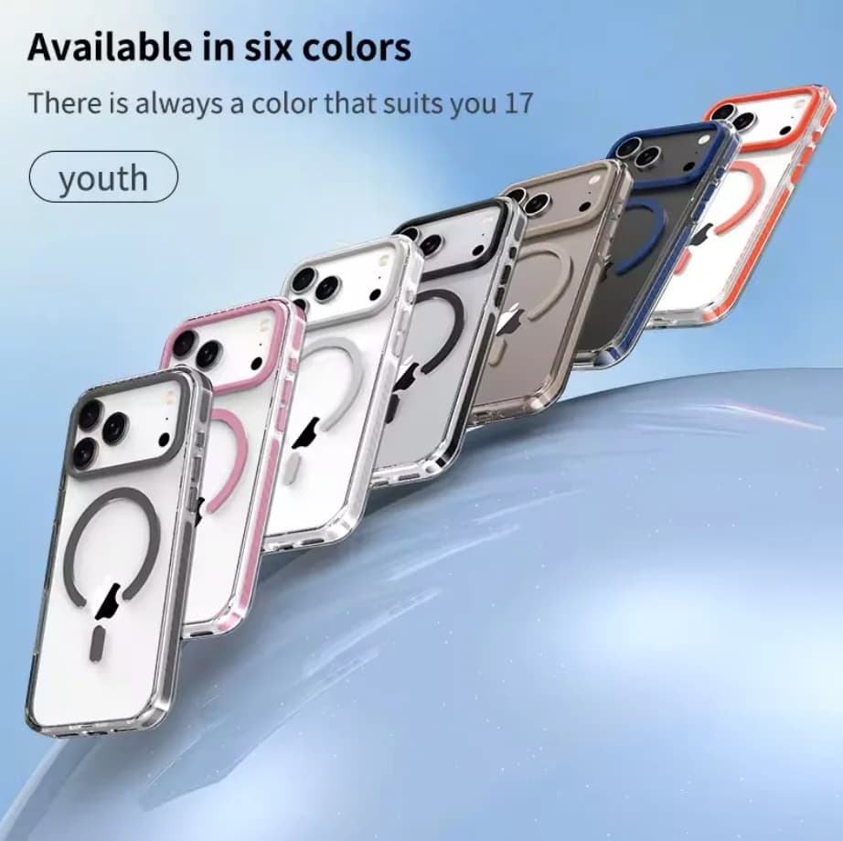 Luxury PE Striped Border HD Phone Case for iPhone 17 Air 16 15 14 Plus 13 12 Pro Max for Magsafe Magnetic Wireless Charge Cover - 6