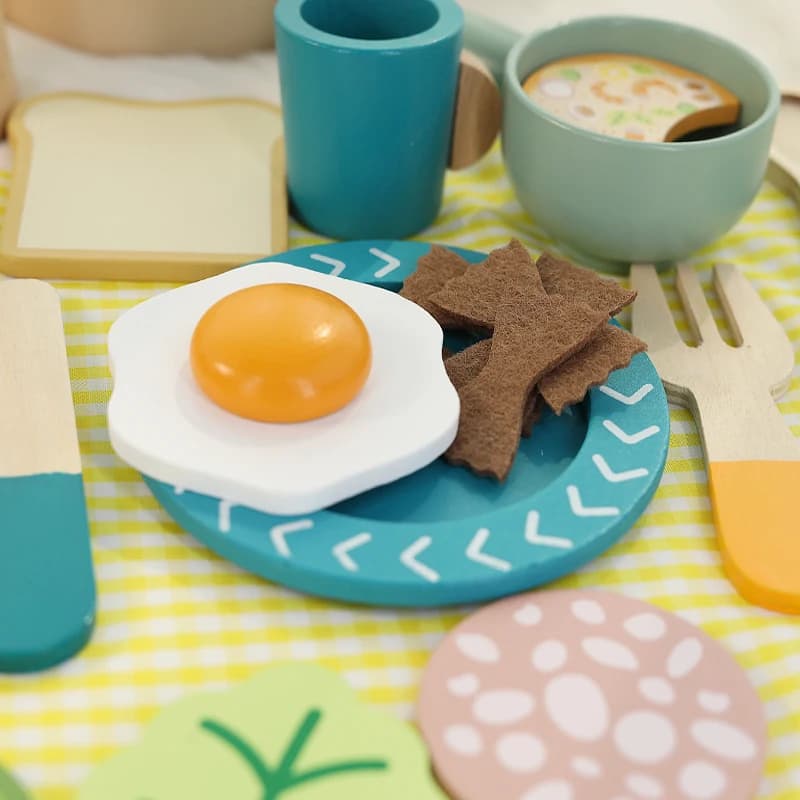 ألعاب مطبخ خشبية محاكاة للأطفال، تعليمية للتعليم المبكر، طهي، تظاهر، طعام، لعب أدوار - 4