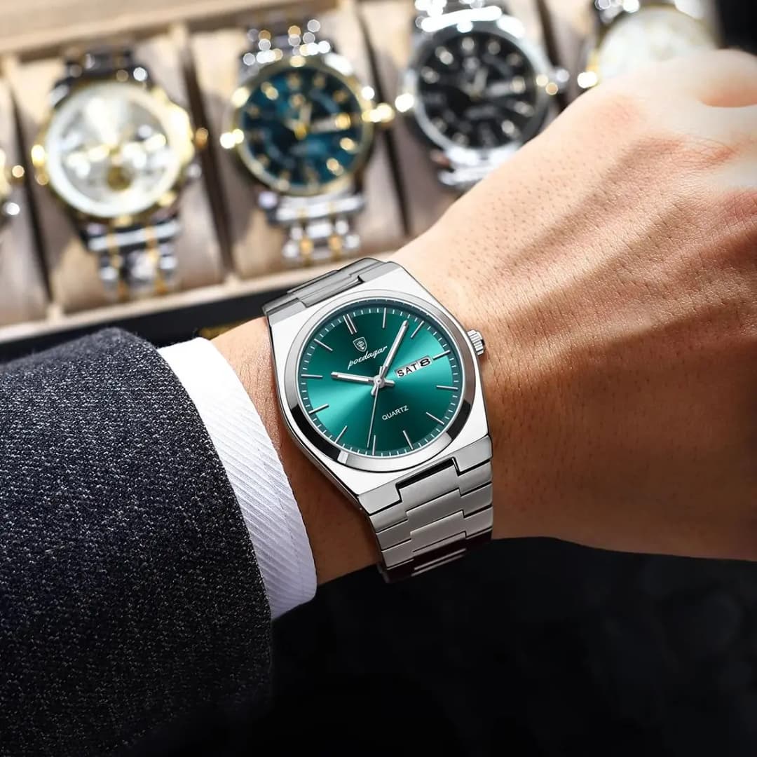 بويداغار ساعة رجالية أعمال فاخرة من الفولاذ المقاوم للصدأ مقاومة للماء مضيئة ساعة معصم رجالية تاريخ أسبوع ساعات كوارتز كلاسيكية للرجال - 5