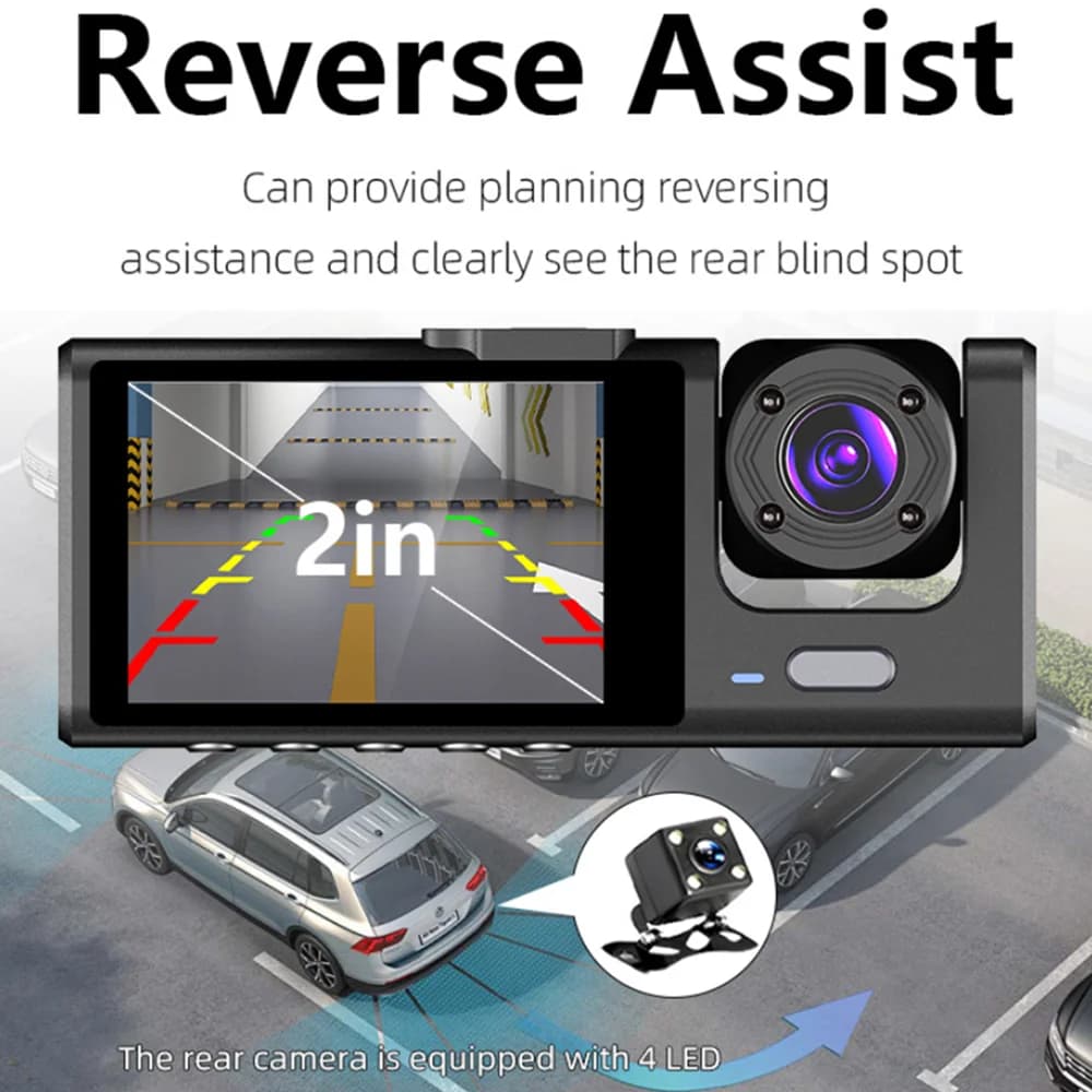 جهاز تسجيل فيديو رقمي للسيارات بدقة 1080 بكسل مع واي فاي - 2/3 كاميرات داش، كاميرا أمامية اختيارية، كاميرا خلفية للرؤية الليلية - 6