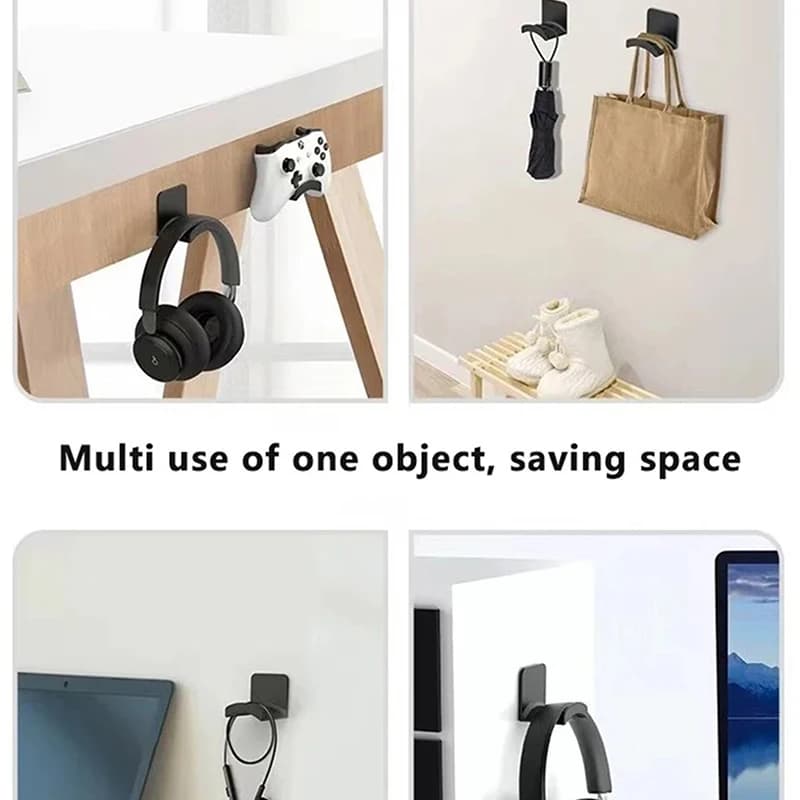 Universal Wall Mounted Headphone Stand Gaming Controller Holder Headset Display Rack Under Desk Hanger Hook For Earphone - 3