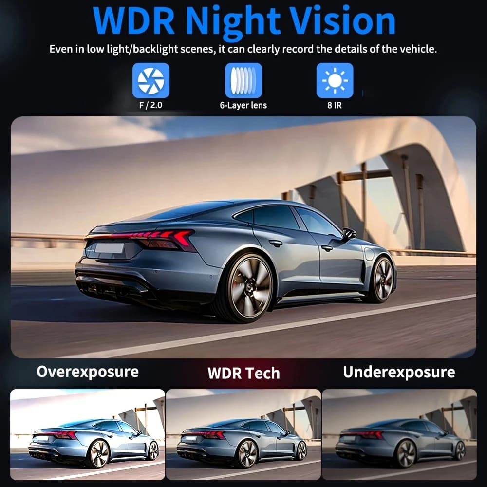 4 عدسة 360 °   داش كام صوت 1080P مسجل فيديو سيارة DVR تسجيل كاميرا الجبهة اليسرى اليمنى الرؤية الخلفية السيارات 4ch داشكام 24H وقوف السيارات - 5