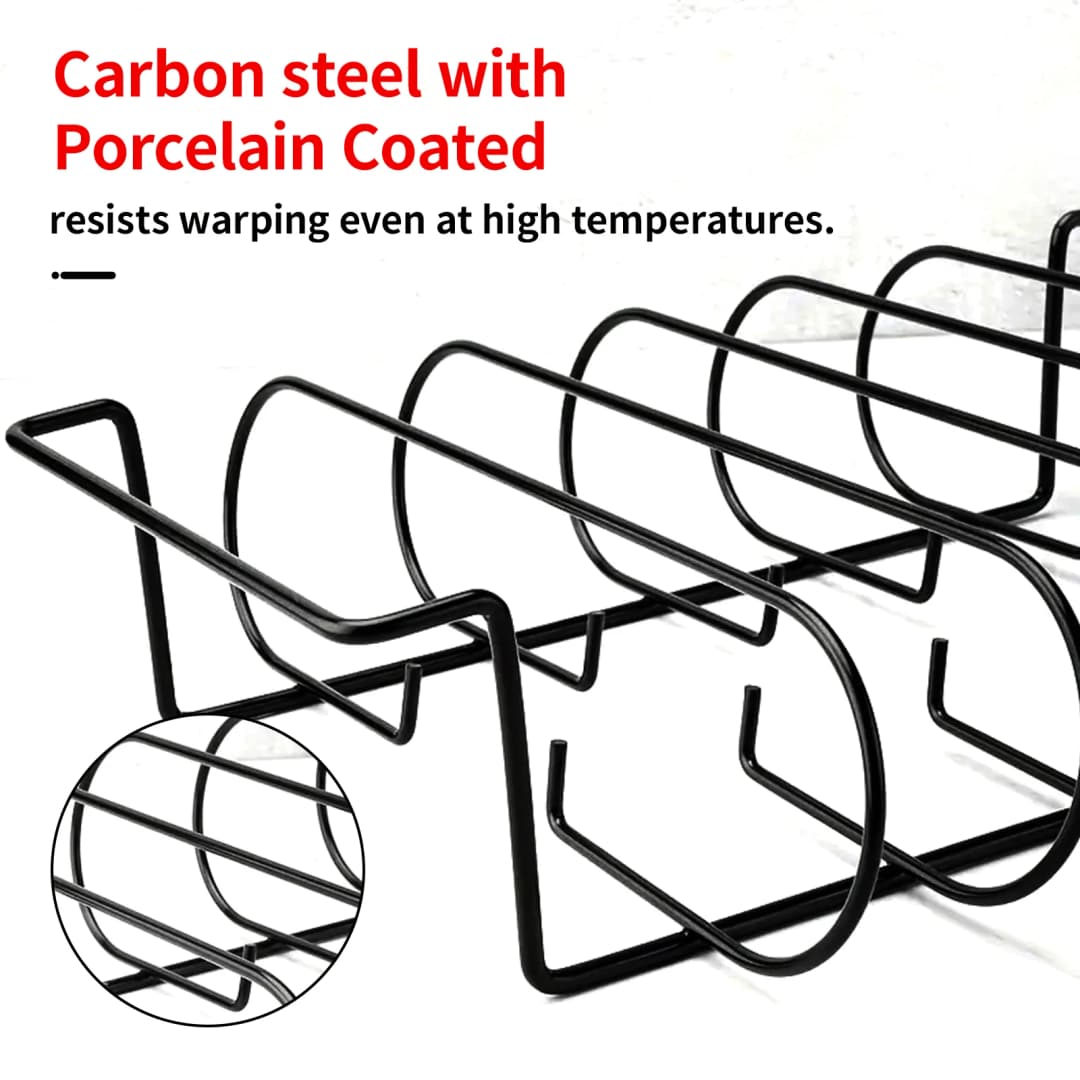 رف أضلاع من الفولاذ المقاوم للصدأ، يحمل حتى 4 رفوف كاملة، مناسب للتدخين وشوايات الغاز والفحم، قوي وغير لاصق - 4