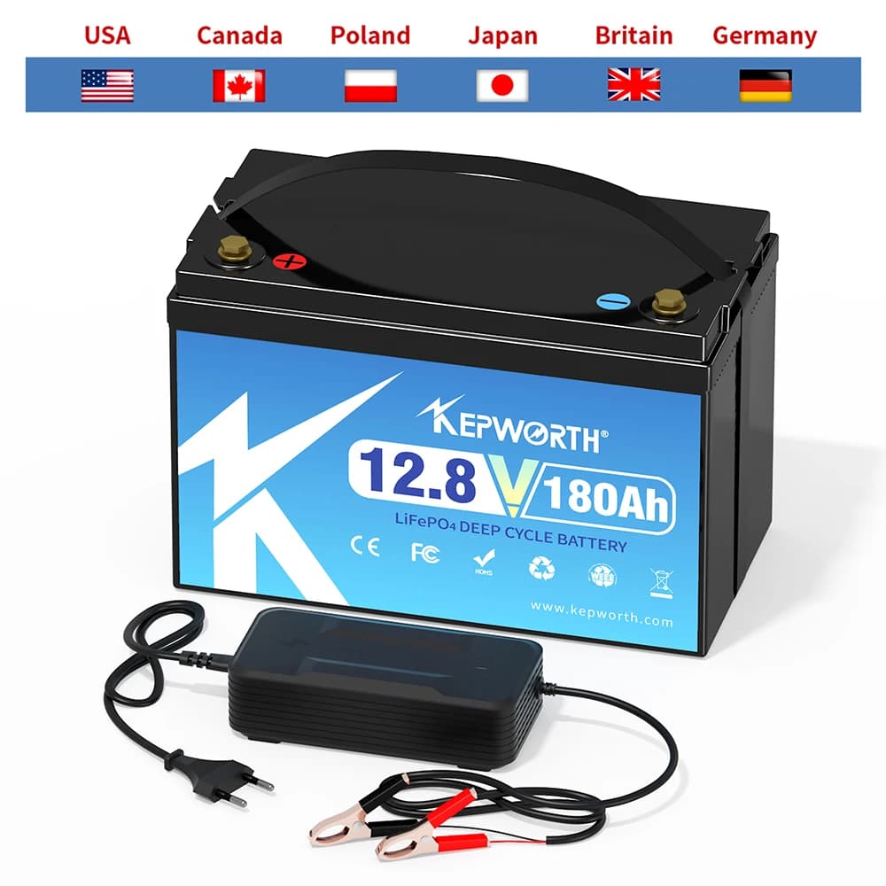 بطارية KEPWORTH 12V، 180Ah/300Ah، فوسفات الحديد الليثيوم، مع نظام إدارة بطارية محسن، 6000 دورة، مناسبة لسيارات RV وعربات الجولف والطرق الوعرة والخارجية - 2