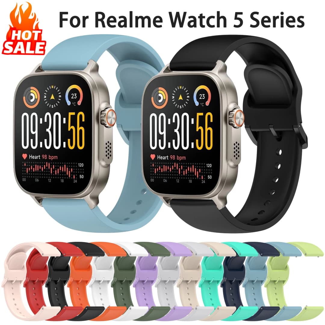Silicone Strap For Realme Watch 5 Band Sports Accessories Bracelet For Realme Watch 2 2 Pro/3 3 Pro/S2/S S Pro 22mm Watchbands