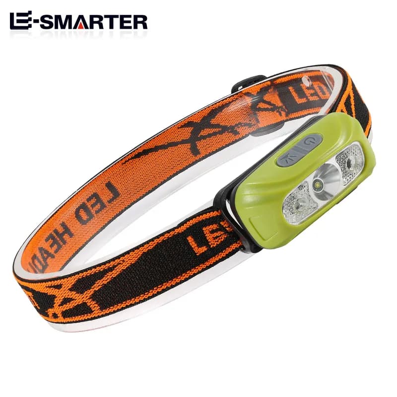 مصباح رأس صغير محمول مع مستشعر، مصباح LED قوي قابل للشحن عبر USB، كشاف إضاءة أمامي للصيد الليلي والتخييم - 4