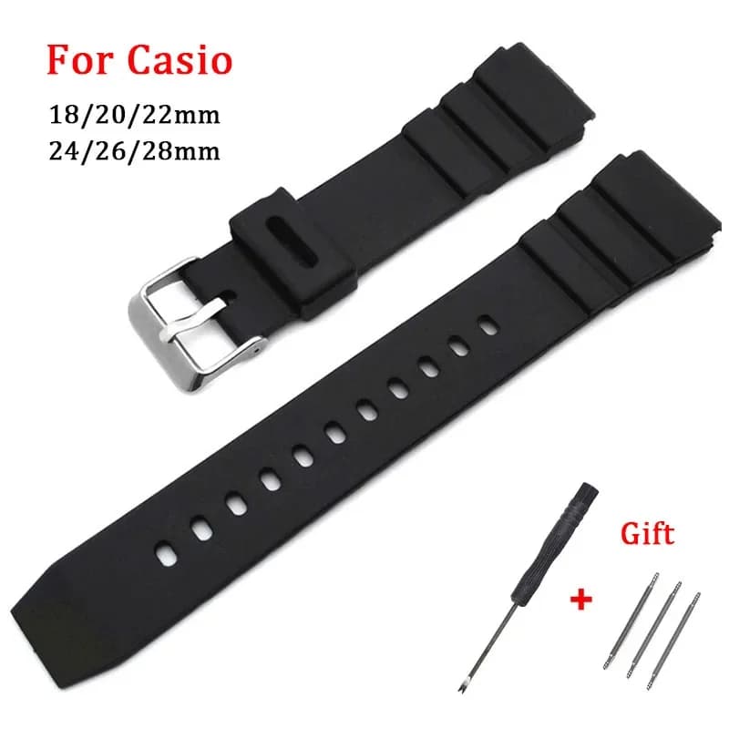 Silicone Strap for Casio 18mm 20mm 22mm 24mm 26mm 28mm Rubber Waterproof Watchband Students Electronic Sport Universal Wristband