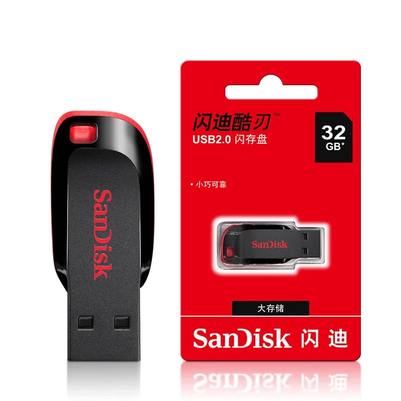 SanDisk CRUZER BLADE USB FLASH DRIVE CZ50 USB 2.0 بسعة 128 جيجابايت و64 جيجابايت و32 جيجابايت و16 جيجابايت، فلاش درايف صغير، يدعم التحقق الرسمي - 3