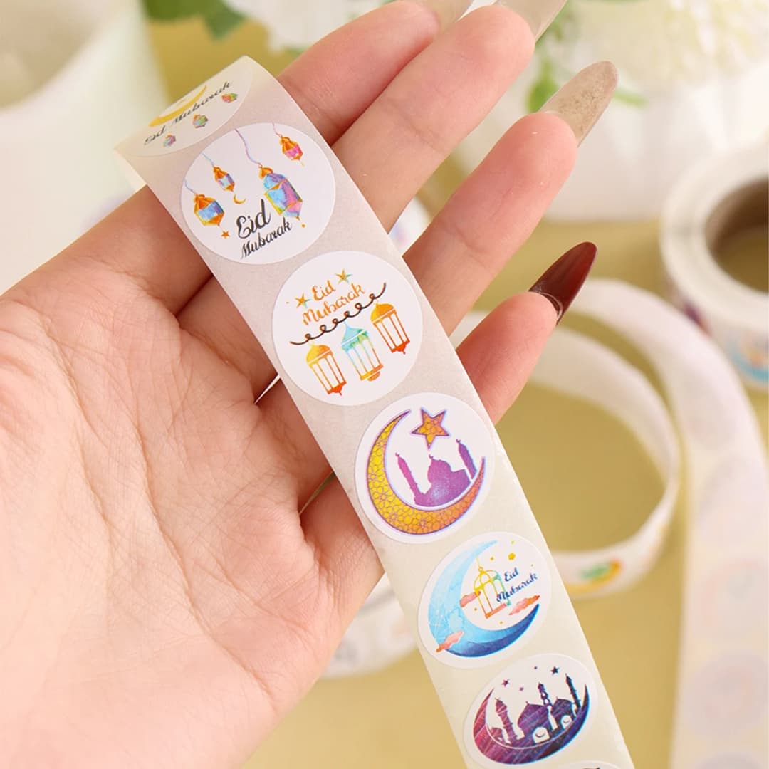 500PCS Eid Mubarak Stickers Moon Castle Paper Stickers Ramadan Kareem 2026 Muslim Islamic Party Decor DIY Gift Wrapping Supplies - 2