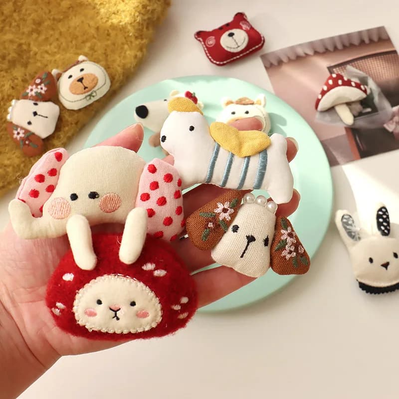 مجموعة دبابيس شعر على شكل حيوانات لطيفة مثل الدب والفيلة والكلب، إكسسوارات كورية للنساء - 6