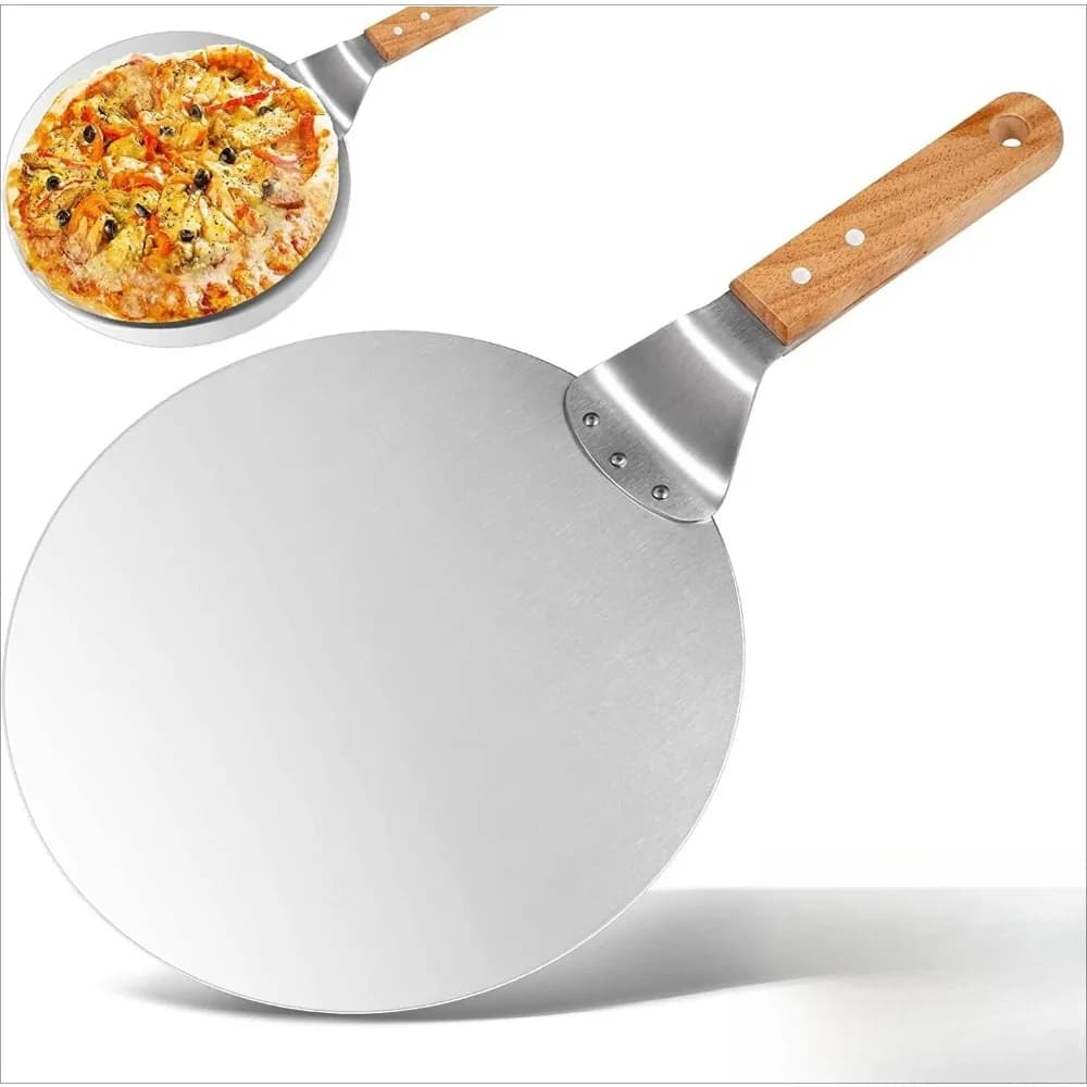 10/12inch Pizza Peel with Wooden Handle  Pizza Lifter and Stainless Steel Spatula for Baking Non-Slip Pizza Server Tray