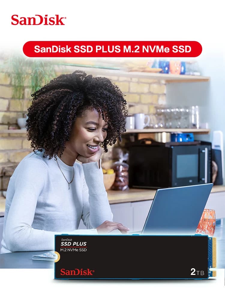 SanDisk SSD Plus M.2 NVMe محرك أقراص صلبة داخلي سعة 250 جيجابايت 500 جيجابايت PCIE Gen3.0 1 تيرابايت 2 تيرابايت سرعة قراءة 3200 ميجابايت/ثانية A3N قرص صلب لأجهزة الكمبيوتر المحمولة - 4
