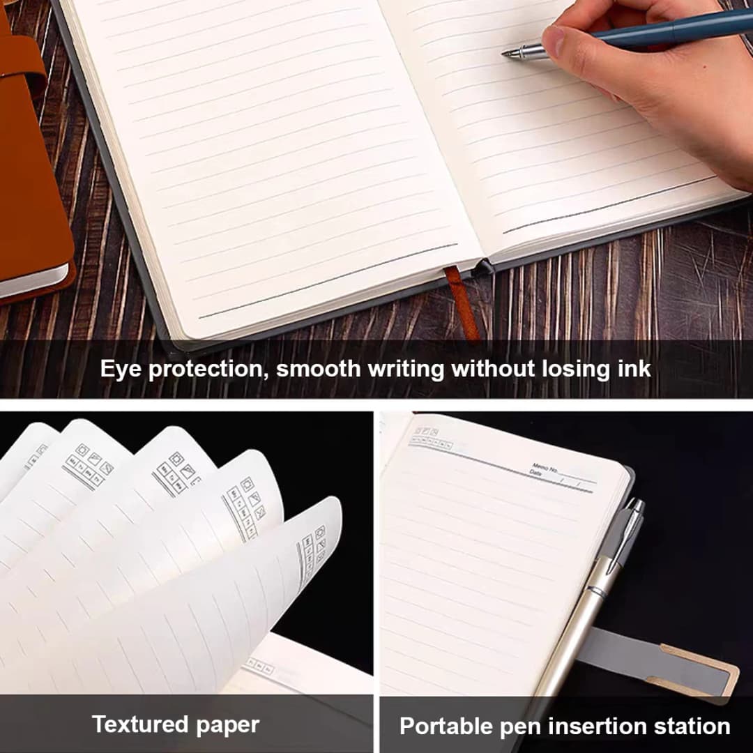 دفتر A5 بتصميم ريترو، أغطية جلد ناعمة، 160/360 صفحة، جدول أعمال للطلاب والأعمال والمكتب والمدرسة، لوازم مكتبية - 3