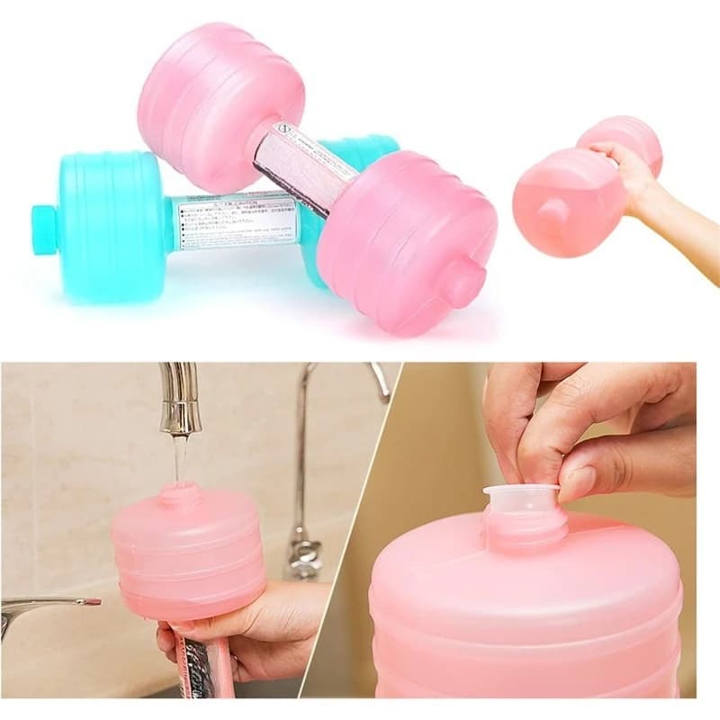 دمبل قابل للتعديل مملوء بالماء، معدات لياقة من PVC ناعم، للتدريب المنزلي، تقوية العضلات وتمارين الذراع، وردي/أزرق - 3