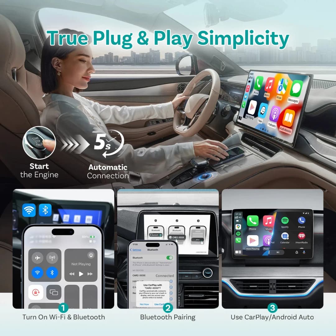 OTTOCAST Mini Pico 2in1 Wireless CarPlay Wireless Android Auto Adapter Wifi 6.0 Plug and play Dongle for 98% of the cars - 5