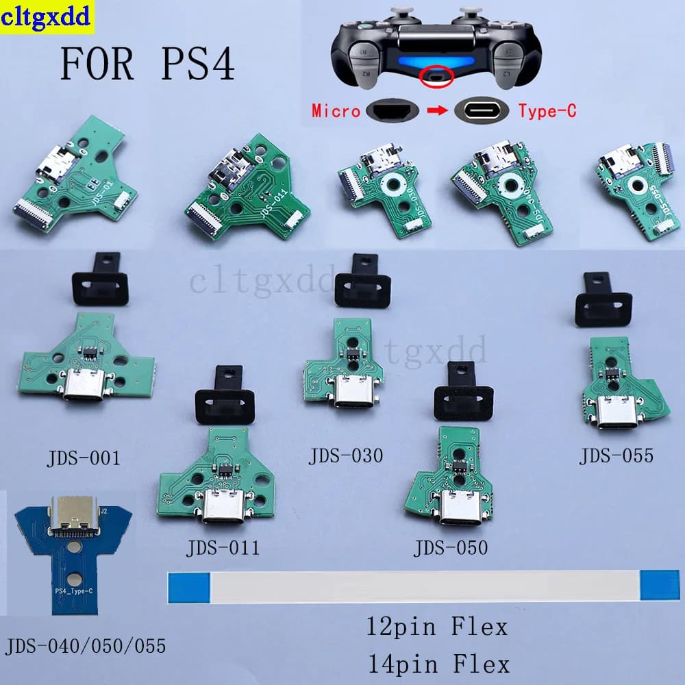 مجموعة Cltgxdd 1 لتحويل منفذ شحن يد التحكم PS4 JDS 001/011/030/040/050/055 إلى واجهة شحن Type-C DIY