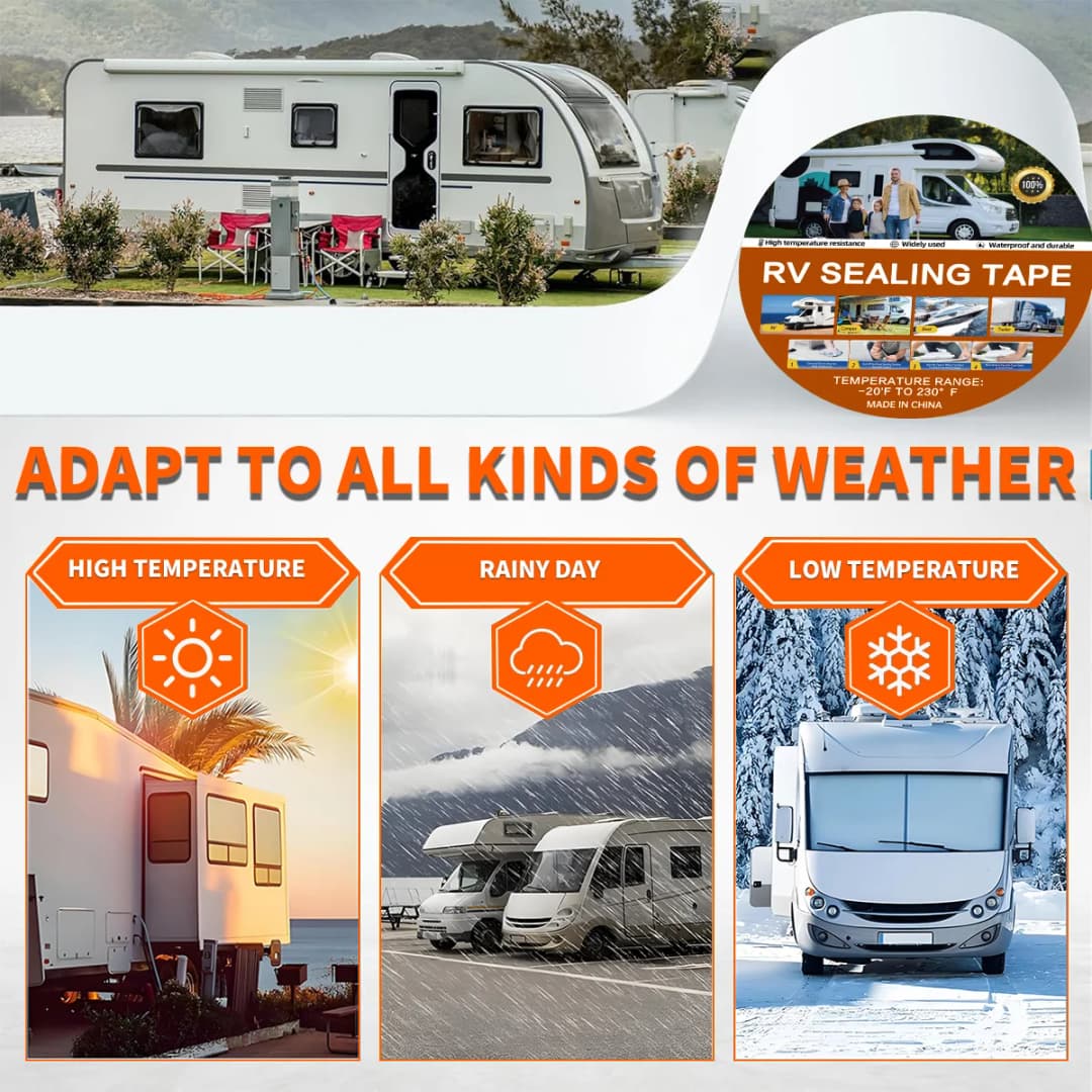 شريط عازل أبيض مقاوم للماء للمركبات الترفيهية - شريط عزل مقاوم للعوامل الجوية لإصلاح تسريبات الأسطح والمقطورات والقوارب - 3