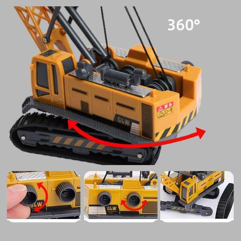 ألعاب بناء هندسية مصنوعة من سبائك الصب، رافعة وجرافة وحفارة، جرار من البلاستيك والسبائك، نموذج بالقصور الذاتي للأطفال والأولاد - 6