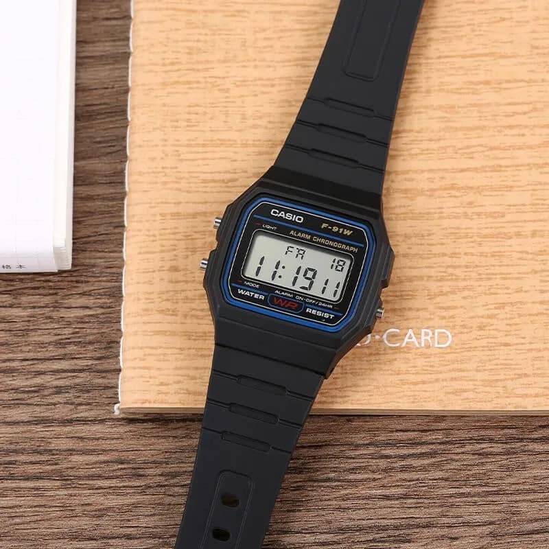 Casio F-91W-1 Retro Vintage Square Watch, Lightweight 21g Resin Band 7-Year Battery LED Display Sporty Casual for Men Women - 2