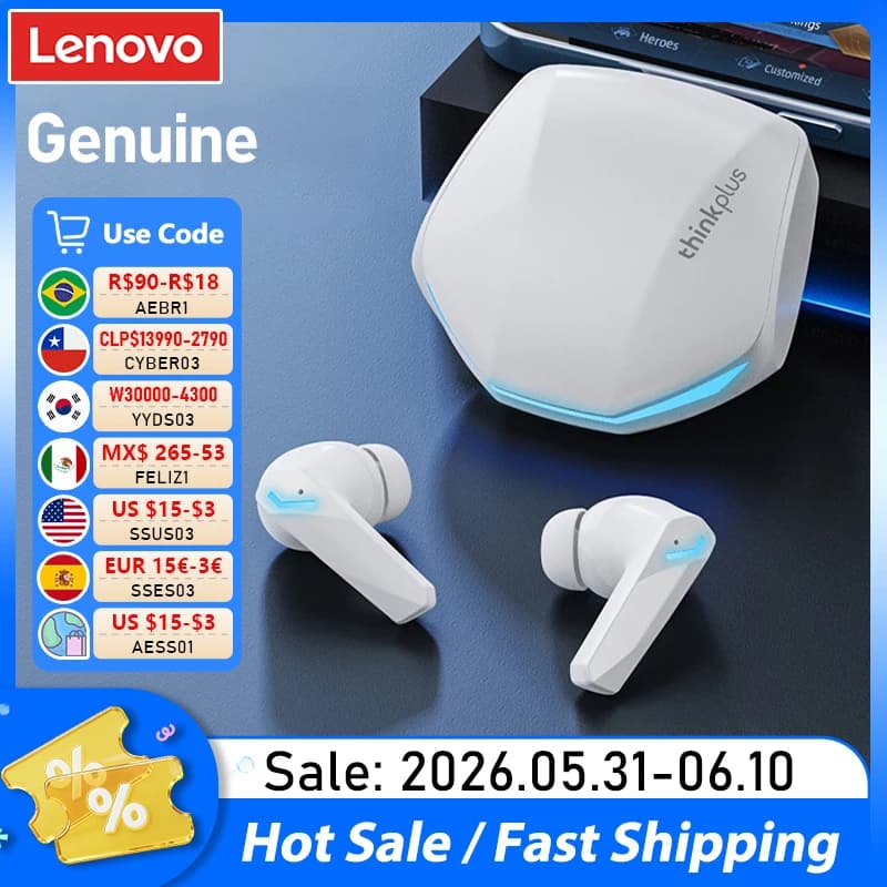 سماعات أذن لاسلكية Lenovo GM2 Pro TWS بتقنية Bluetooth V5.3، مكالمات HD، تأخير منخفض، وضع مزدوج للموسيقى والألعاب GM2PRO