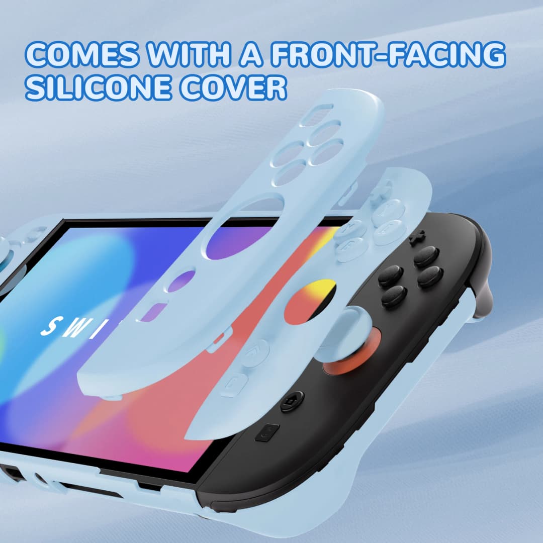 PlayVital Solid Color Protective Case for Nintendo Switch 2, Anti-Scratches Hard Shell Dockable Grip Cover with  Foldable Stand - 4