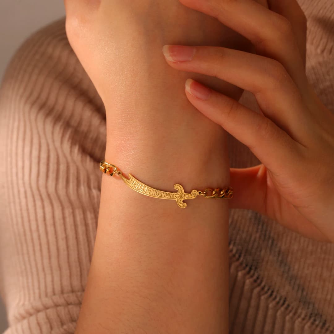 أسورة سيف الإمام علي ذو الفقار من Jeshayuan للنساء، خط عربي، أساور رجال مسلمين من الفولاذ المقاوم للصدأ، مجوهرات تعويذة - 5