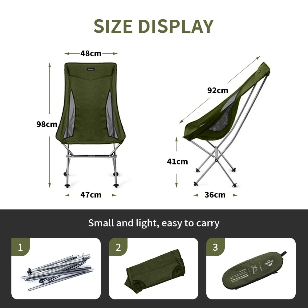 Naturehike 2025 New Camping Moon Chair High Load Ultralight Outdoor Chair Folding Breathable Travel Picnic Fishing Garden Chairs - 5
