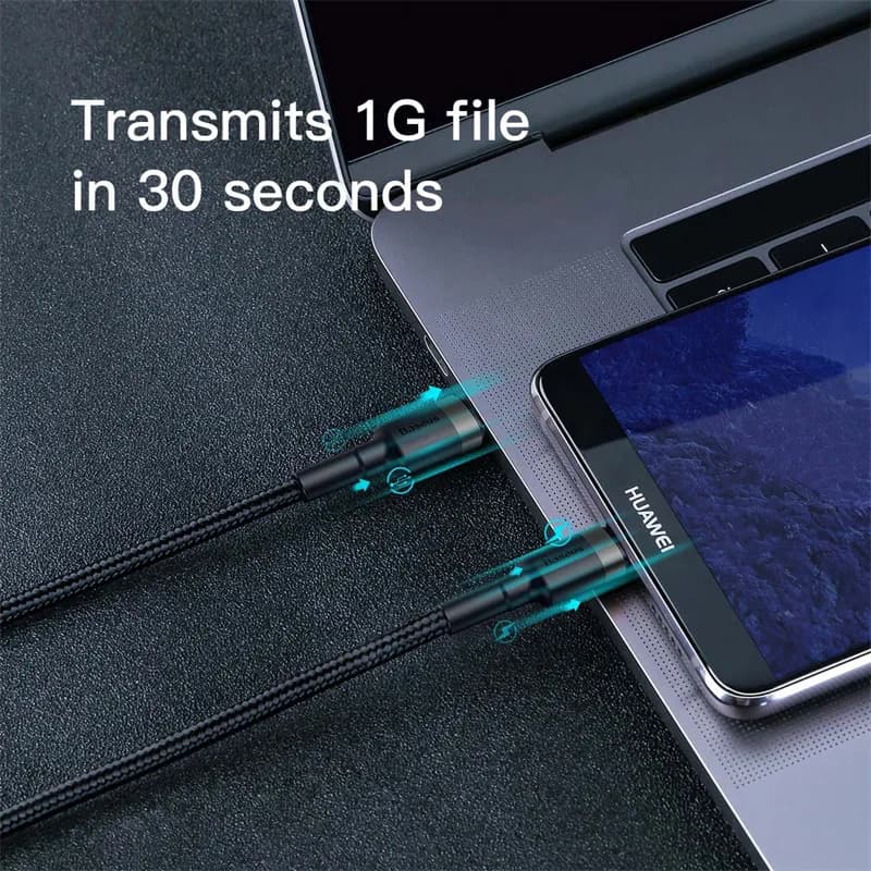 كابل من Baseus بقوة 100 واط من USB C إلى USB Type C لهاتف آيفون 15 بلس وPro Max، كابل شحن سريع من USB-C إلى Type-c لجهاز ماك بوك برو - 4