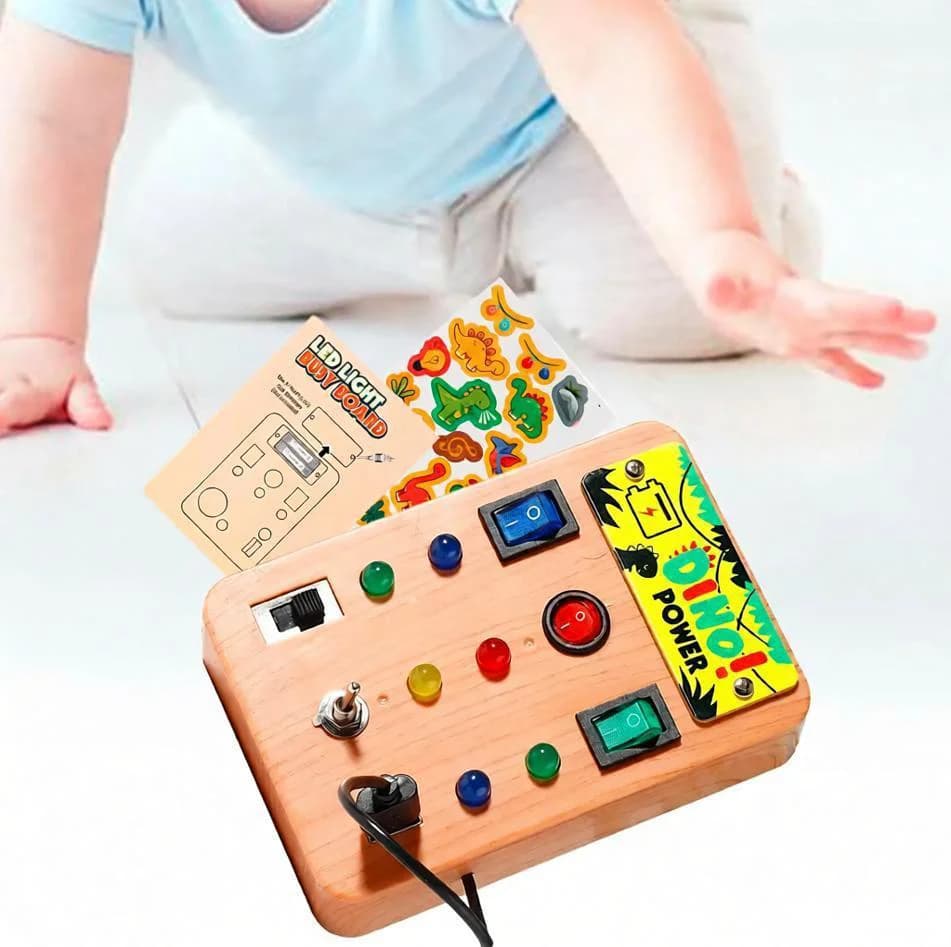 لوحة مونتيسوري مضيئة بأضواء LED، محاكاة مفتاح تشغيل، أحجية أزرار مضيئة، لعبة تعليمية مبكرة للأطفال