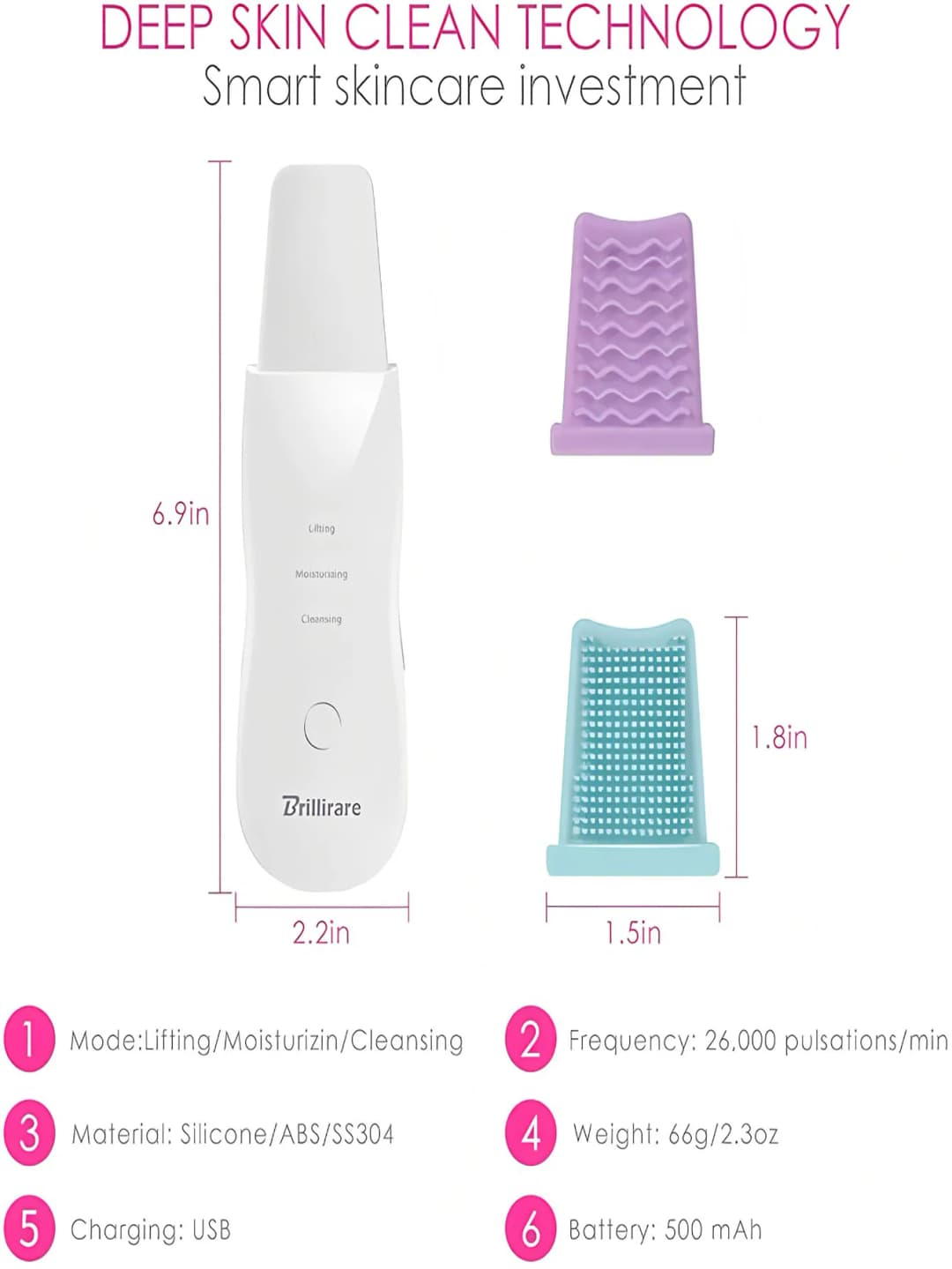 بالموجات فوق الصوتية الجلد الغسيل الغسيل العميق يهتز منظف للوجه مجرفة الوجه الغسيل تقشير مزيل الرؤوس السوداء مدلك الوجه - 2