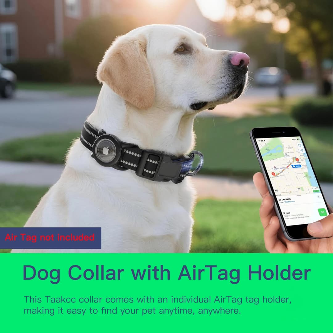 Waterproof Air Tag Dog Collar with AirTag Holder, Reflective Soft Padded & Safety Buckle, AirTag Pet Collar Adjustable for Dogs - 3