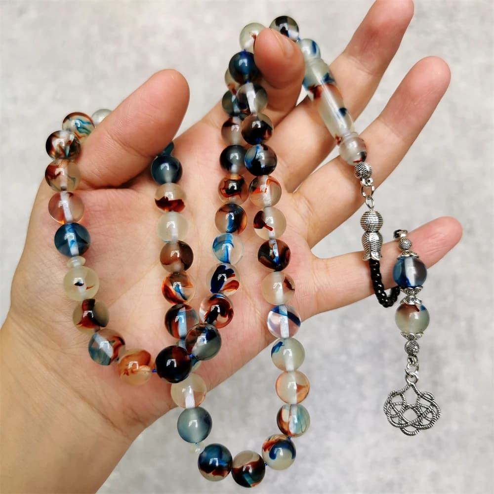 Arabic Misbaha 10MM 51 beads High quality resin glow in dark rosary bead muslim gifts kehribar islamic jewelry Eid Mubarak - 2