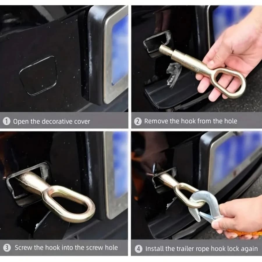 كابل سحب السيارة واجب ثقيل 5 طن حبل مقطورة حبل سحب حبل خطاف هوك فان طريق استرداد اكسسوارات السيارة - 6