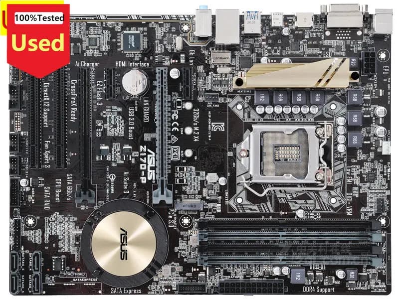 Asus Z170-P Desktop Motherboard Z170 Socket LGA 1151 i7 i5 i3 DDR4 64G M.2 SATA3 USB3.0 ATX  For 6th or 7th gen Used