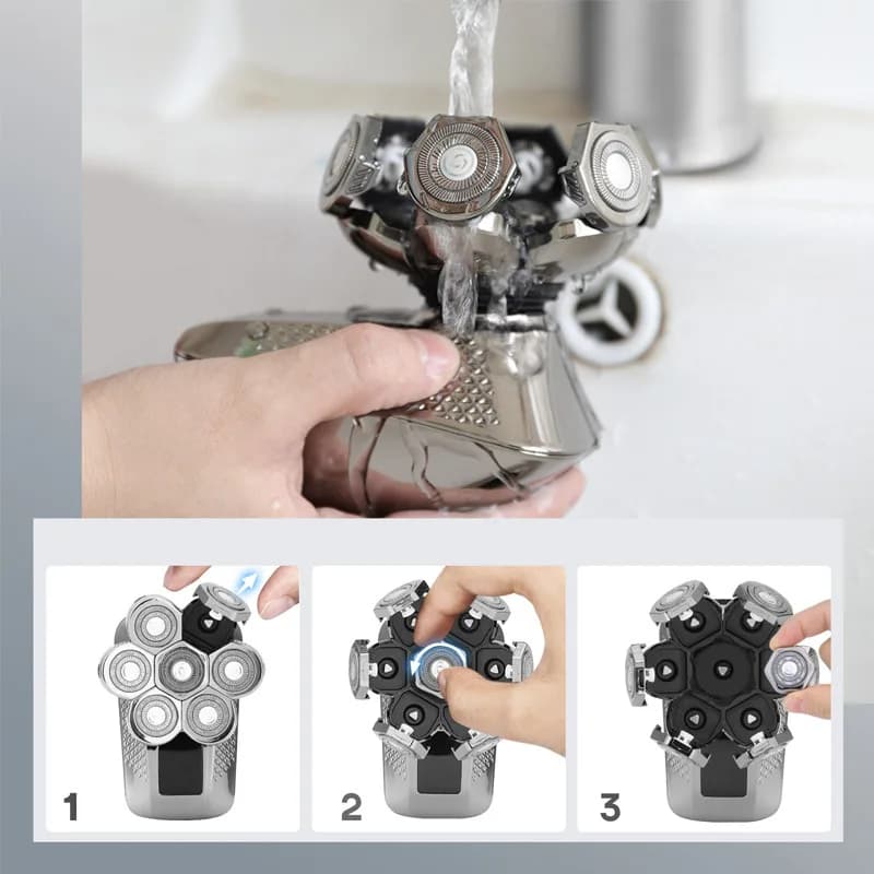 Mens 7 Blade Razor Replacement Shaving Heads Floating Washable Electric 7D Shavers Trimmers Kit Cutter Blades - 2