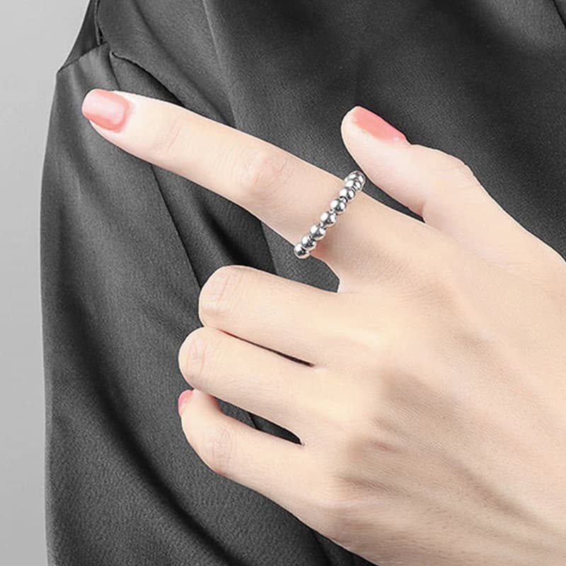 Simple Metal Beads Fidget Rotating Rings for Women Men Rotate Freely Anti Stress Anxiety Ring Spiral Round Ball Rotate Jewlery - 6