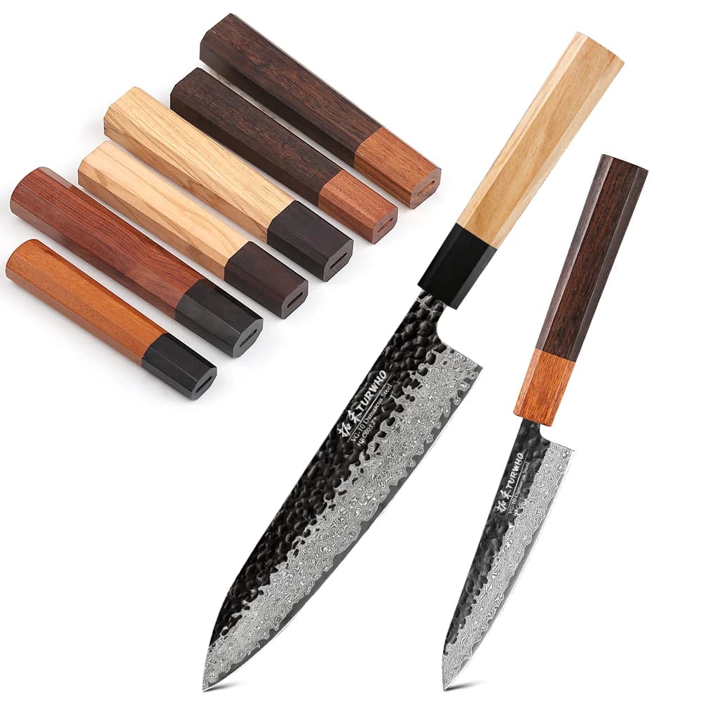قطعة واحدة من مقبض سكين مثمن كلاسيكي ياباني، DIY، شبه مكتمل، يدوي، من فولاذ دمشق، مواد مقبض سكين المطبخ - 2