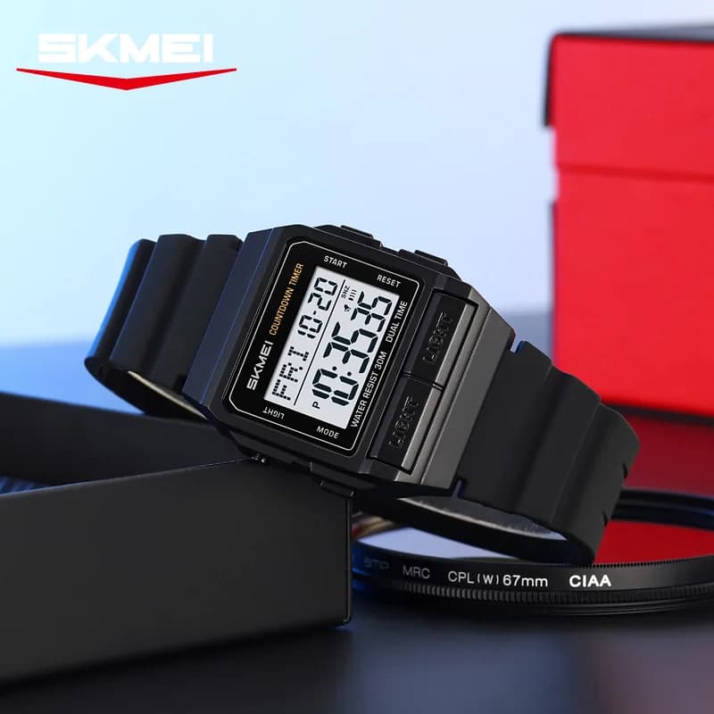 ساعة SKMEI 2475 رياضية جديدة مقاومة للماء رقمية إلكترونية للرجال والنساء عصرية وبسيطة بإضاءة ليلية فاخرة - 5