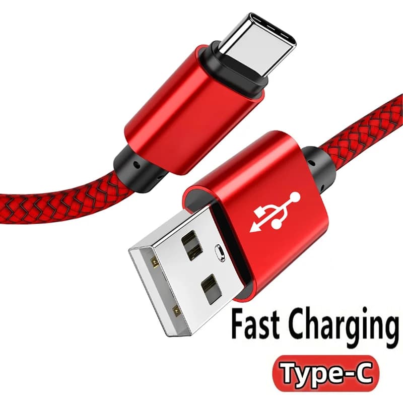 12 واط Usb A إلى نوع C كابل شحن النايلون مضفر كابل بيانات عالي السرعة لسامسونج هواوي Xiaomi أندرويد Usb C شحن سريع