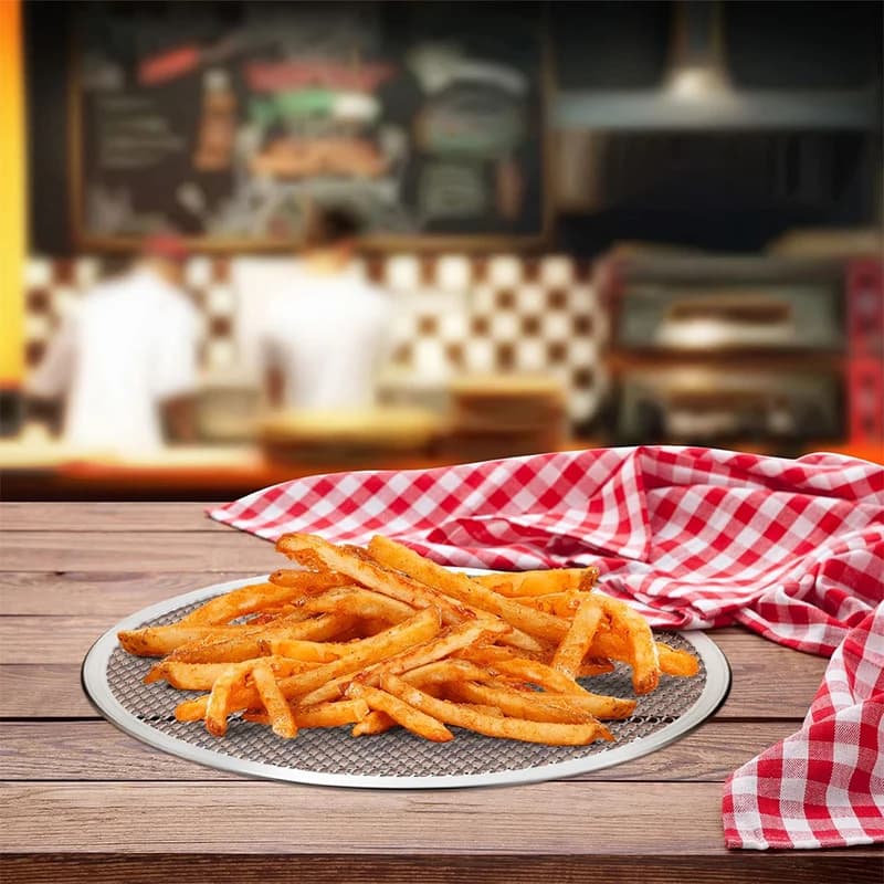 مقلاة بيتزا مستديرة من سبائك الألومنيوم مع فتحات 8/10/12/14 بوصة شاشة خبز بيتزا غير لاصقة للفرن للمنزل والمطعم والخبز والشواية - 6