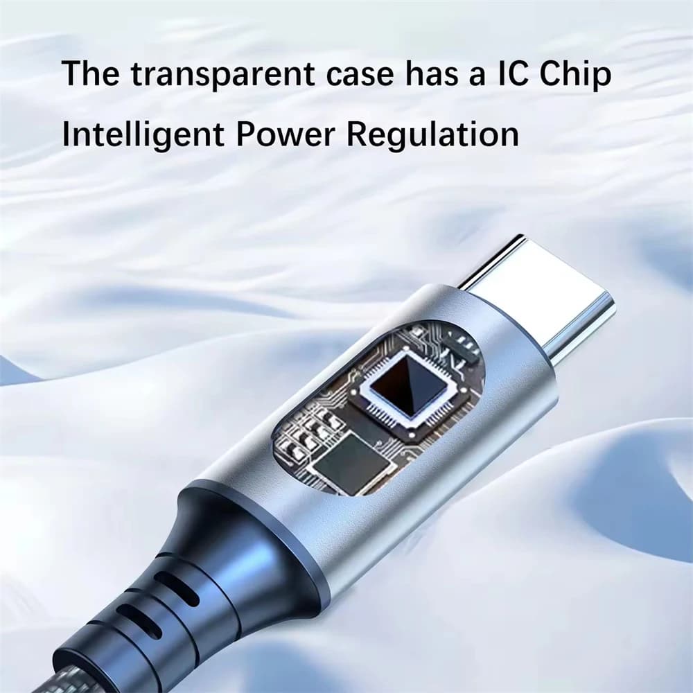 NNBILI 6A 120W USBA إلى النوع C كابل شحن سريع للغاية سلك بيانات نايلون لشاومي POCO سامسونج مع كابل شاشة ديجيتال Led - 4