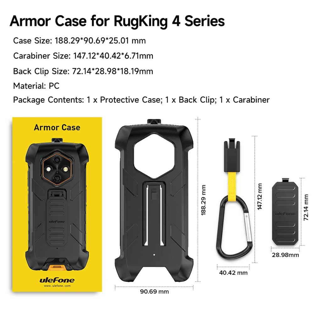 غطاء Ulefone Armor مقاوم للصدمات بفتحات دقيقة متعدد الوظائف واقي ثقيل الواجب لهاتف RugKing 4 Pro - 4