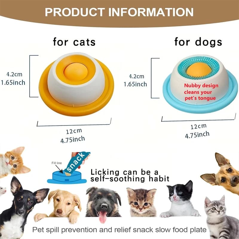 Pet Lick Mat Yogurt Licking Plate Slow Feeder for Dogs & Cats Interactive Snack Bowl Promotes Dental Health Pet Licking Mat Bowl - 2